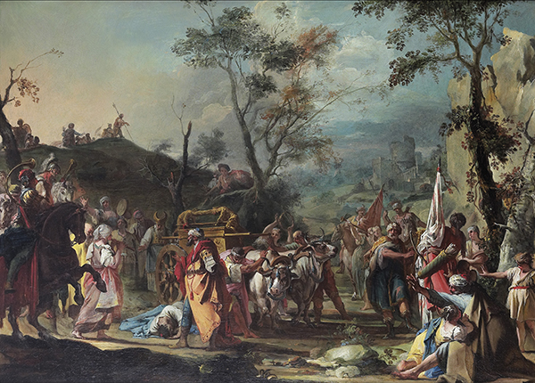 La punizione di Uzza, Il trasporto dell'Arca dell'Alleanza (dipinto) di Crosato Giovanni Battista (attribuito) (metà Sec. XVIII)