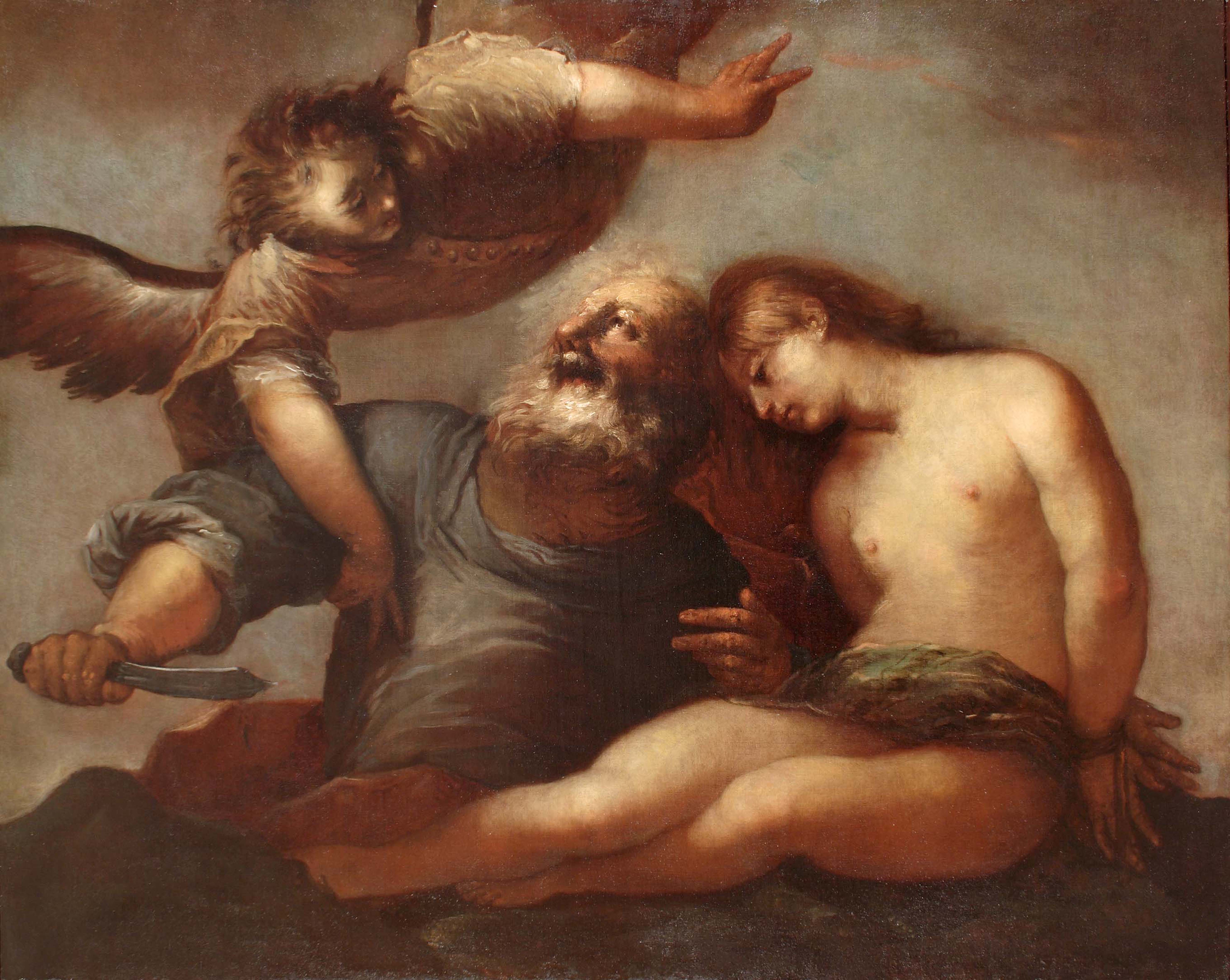 Il sacrificio di Isacco (dipinto, opera isolata) di Mazzoni Sebastiano (attribuito) (metà Sec. XVII)