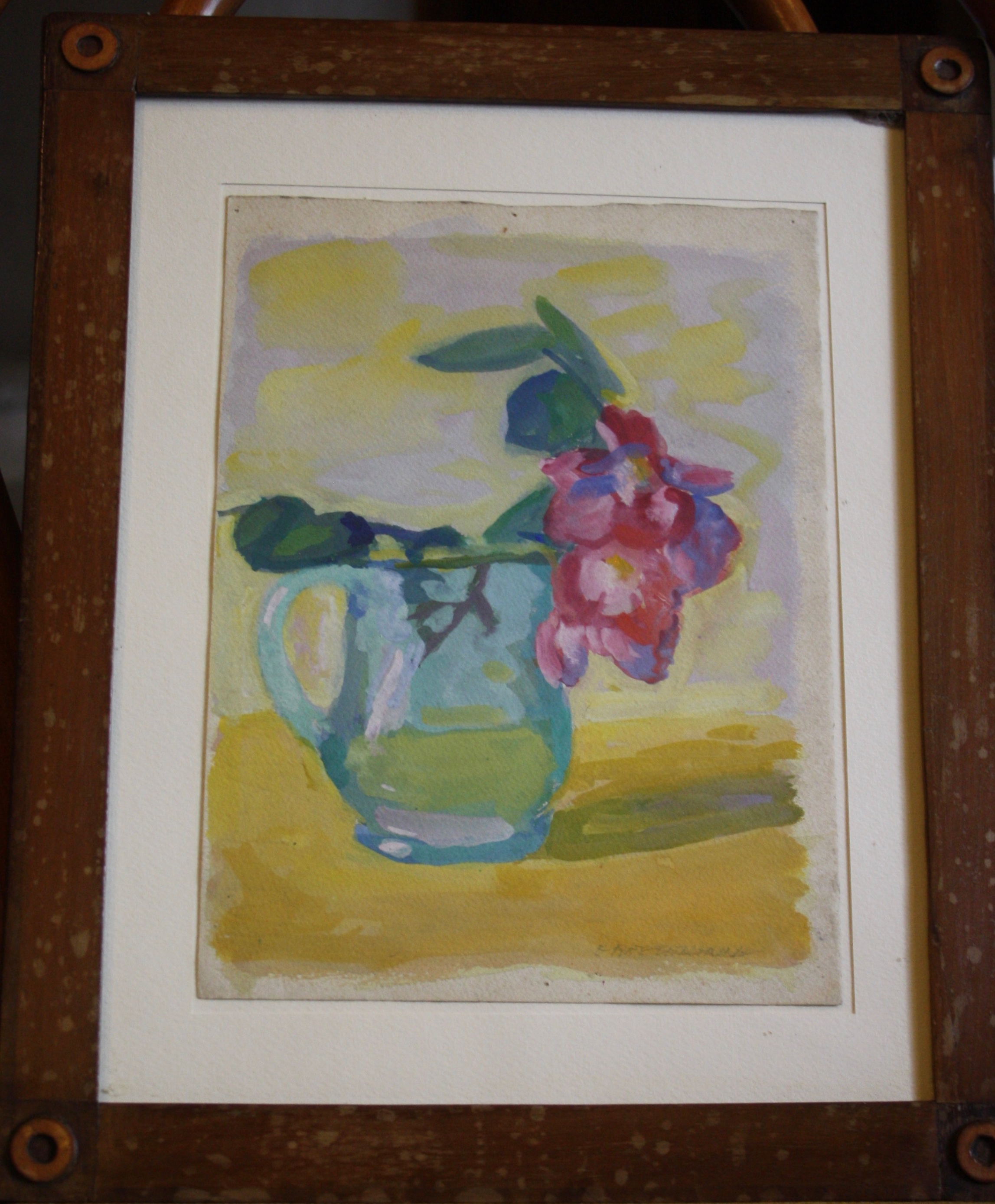 Vaso di fiori, natura morta (disegno) di Marini Oreste (XX)