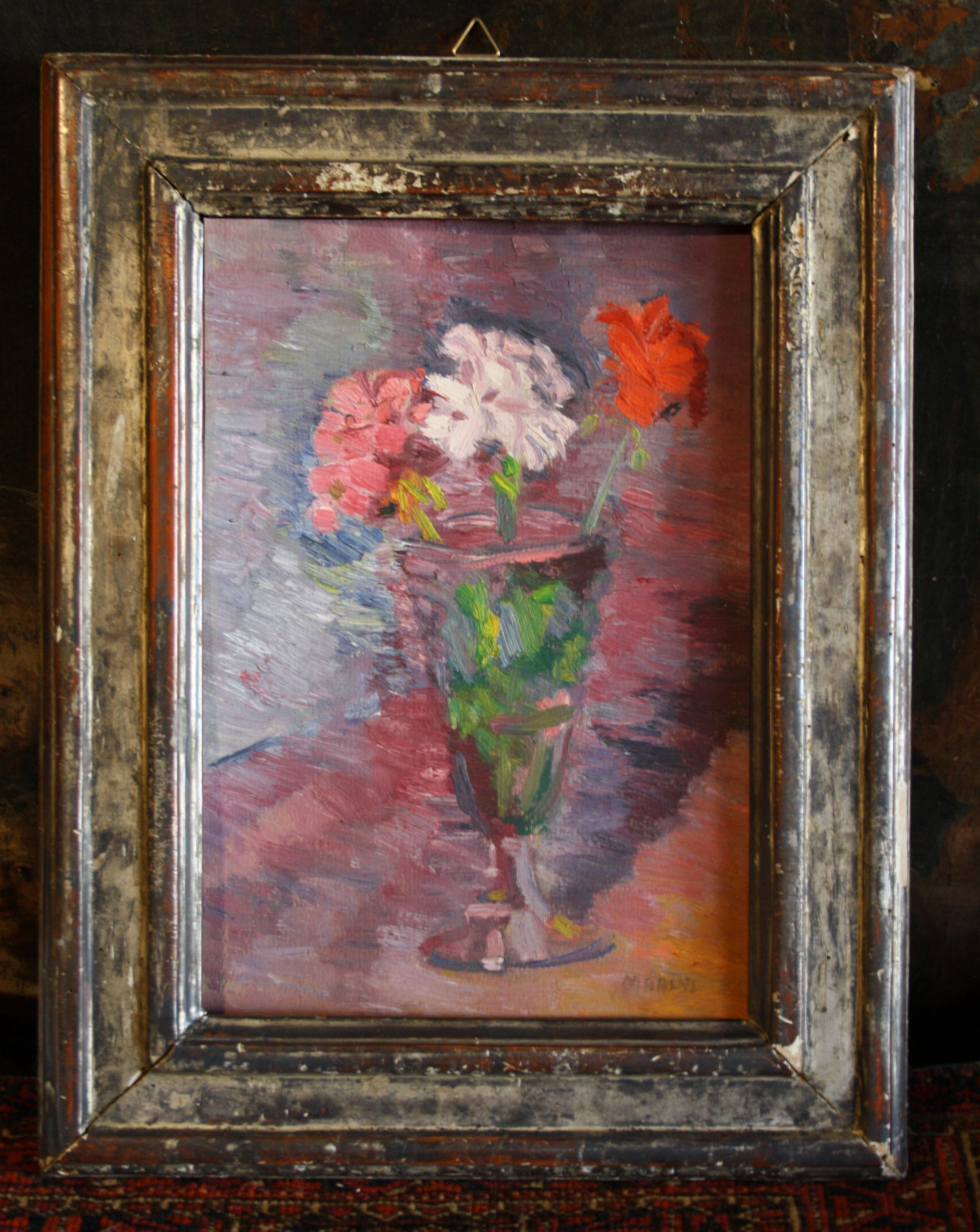 Vaso di fiori, natura morta (dipinto) di Marini Oreste (XX)