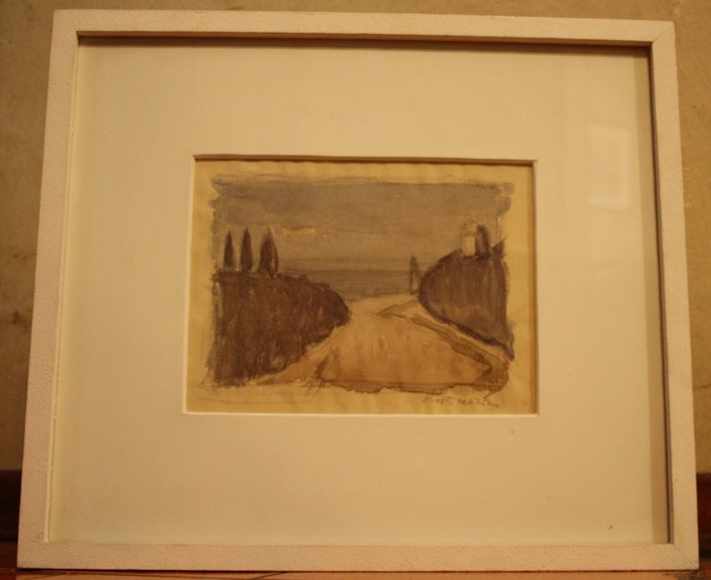 Paesaggio del lago di Garda, paesaggio (disegno) di Marini Oreste (XX)