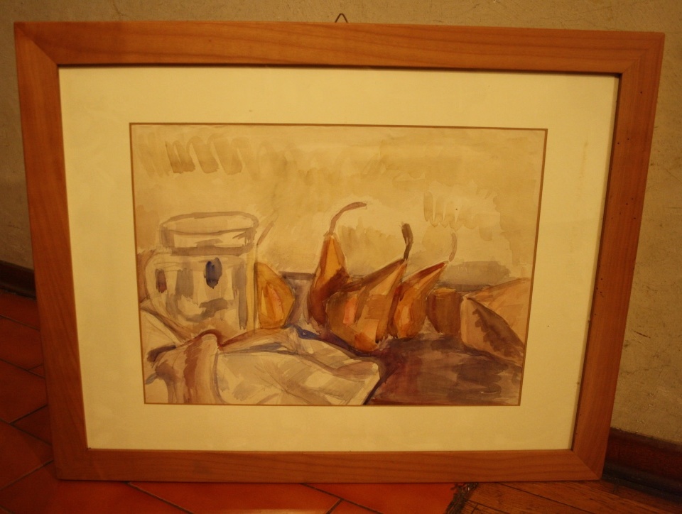 Pere e brocca, natura morta (disegno) di Marini Oreste (XX)