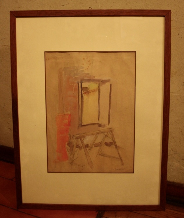 Interno dello studio, studio dell'artista (disegno) di Marini Oreste (XX)