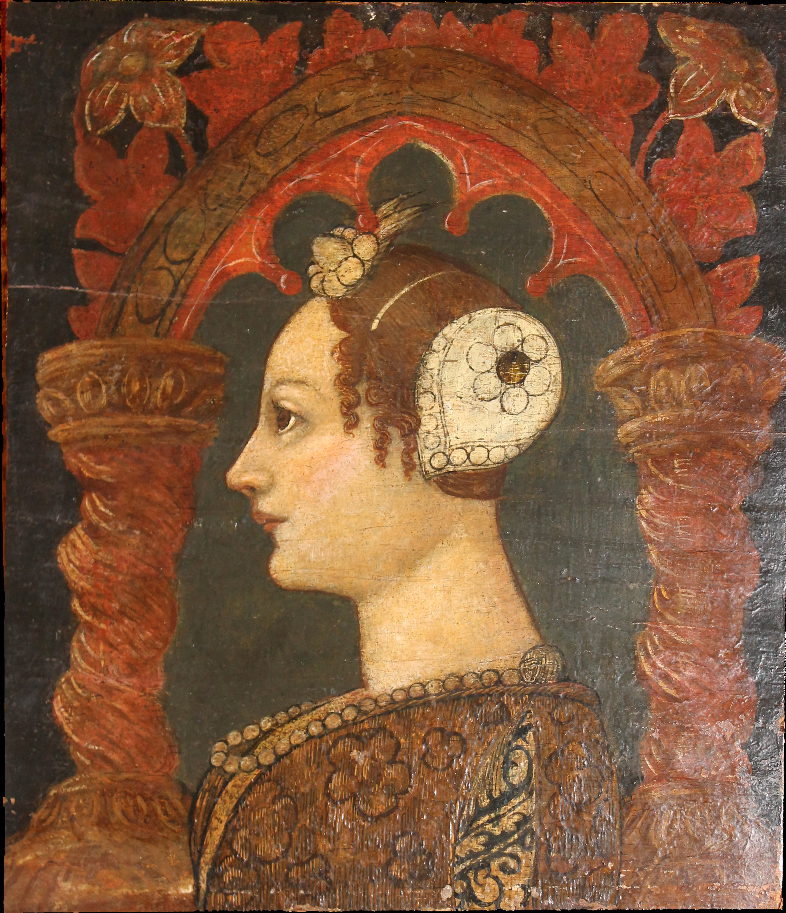 figura femminile di profilo (pettenella) di Bembo Bonifacio (bottega) (XV)