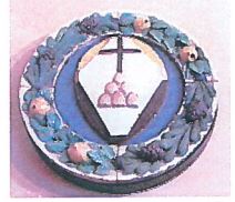 stemma di confraternita (rilievo) - bottega robbiana (XVI)