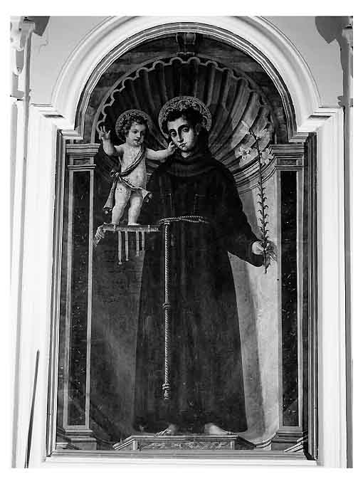 Sant'Antonio da Padova con il bambino (dipinto) - bottega pugliese (metà sec. XVII)