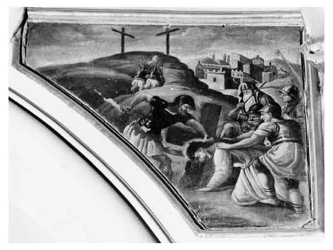 stazione VII: Gesù cade sotto la croce la seconda volta (dipinto) - bottega pugliese (fine/ inizio secc. XVIII/ XIX)