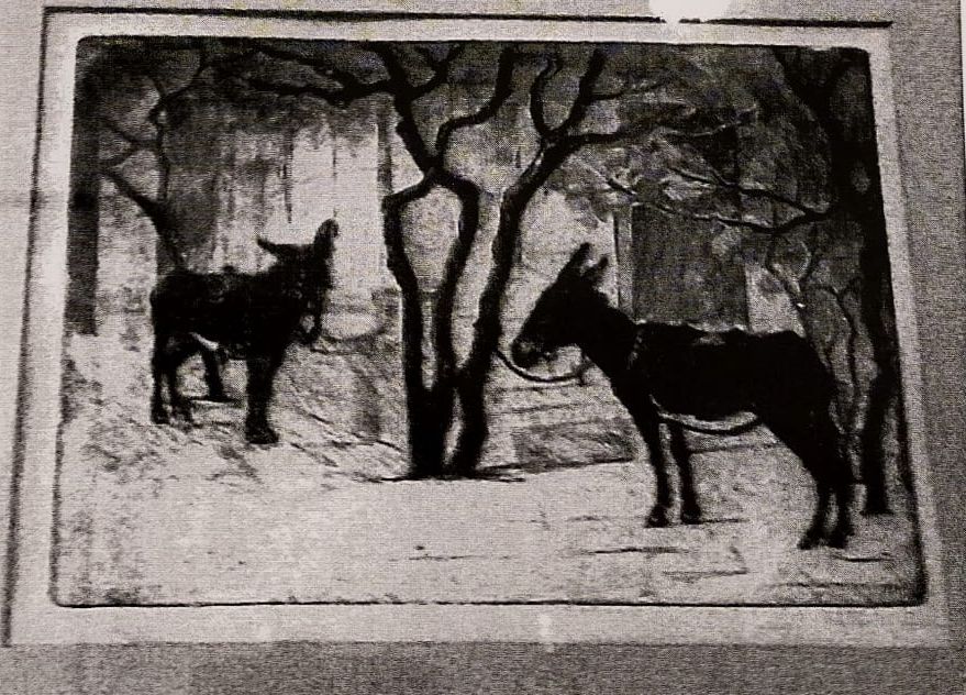 Due creature tranquille, asinelli (stampa) di Checchi Fettucciari Zena (attribuito) (sec. XX)