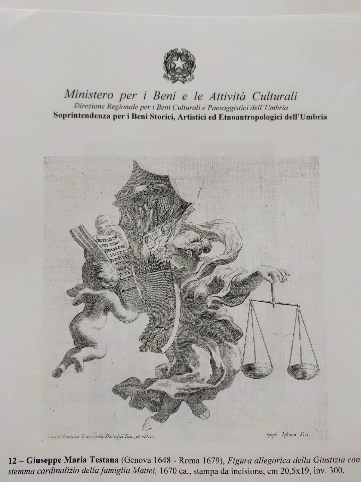 allegoria della Giustizia (stampa) di Testana Giuseppe Maria (attribuito) (sec. XVII)