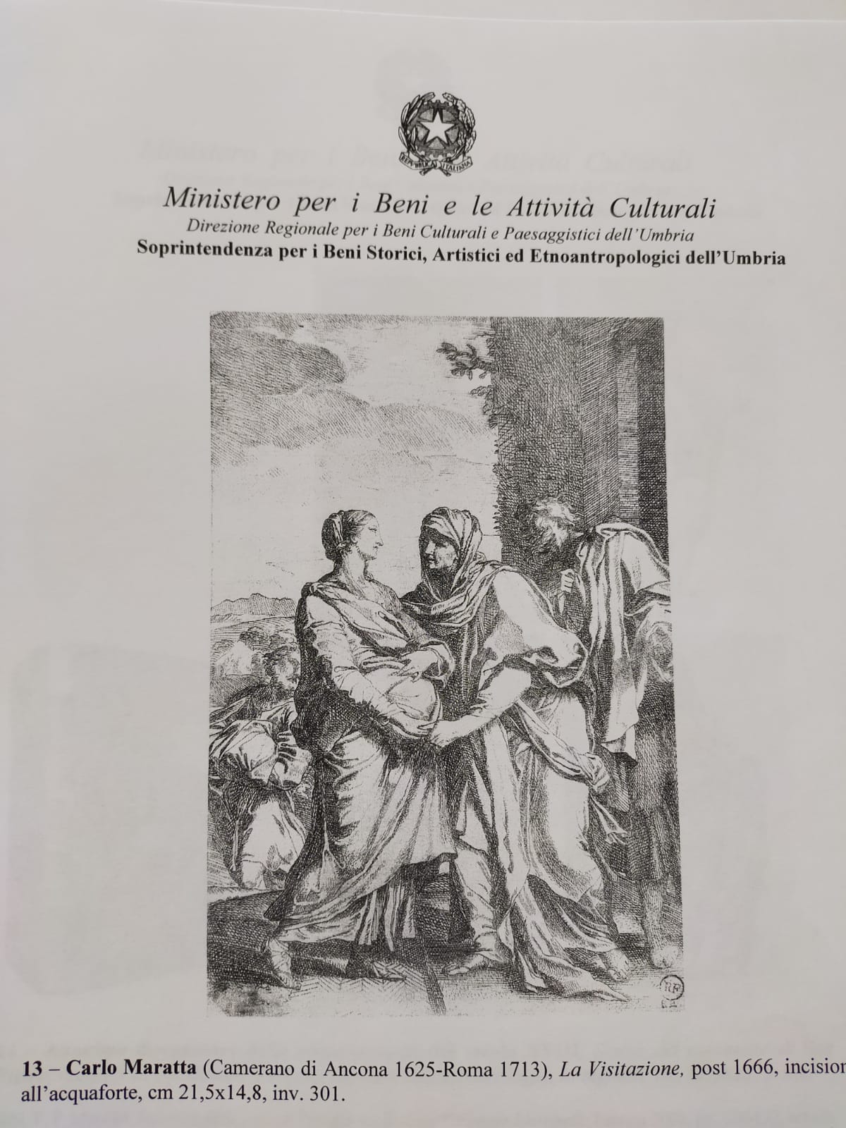 Visitazione (stampa) di Carlo Maratta o Maratti (attribuito) (sec. XVII)