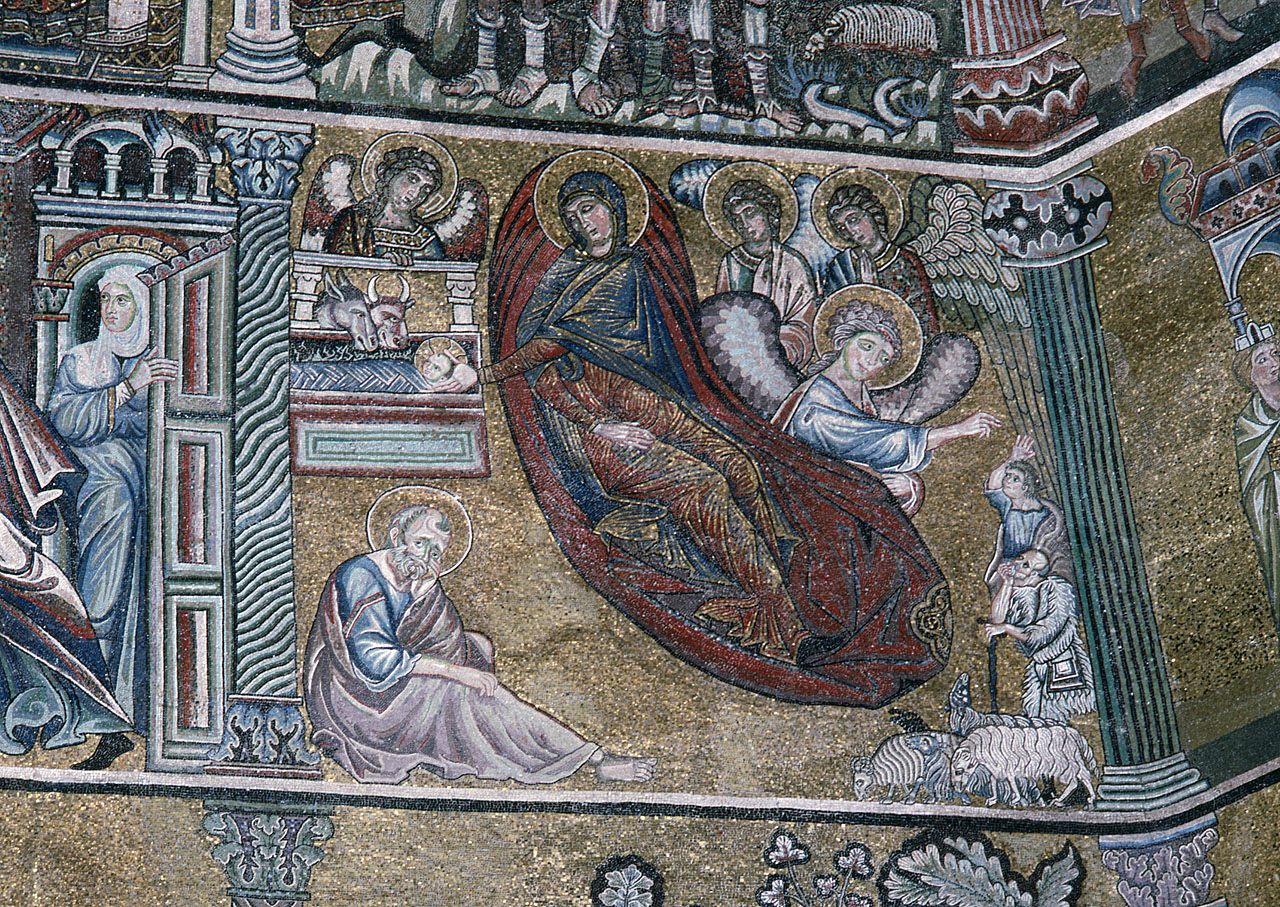 natività di Gesù (decorazione musiva) di Cenni di Pepo detto Cimabue (cerchia) - bottega fiorentina (fine sec. XIII)