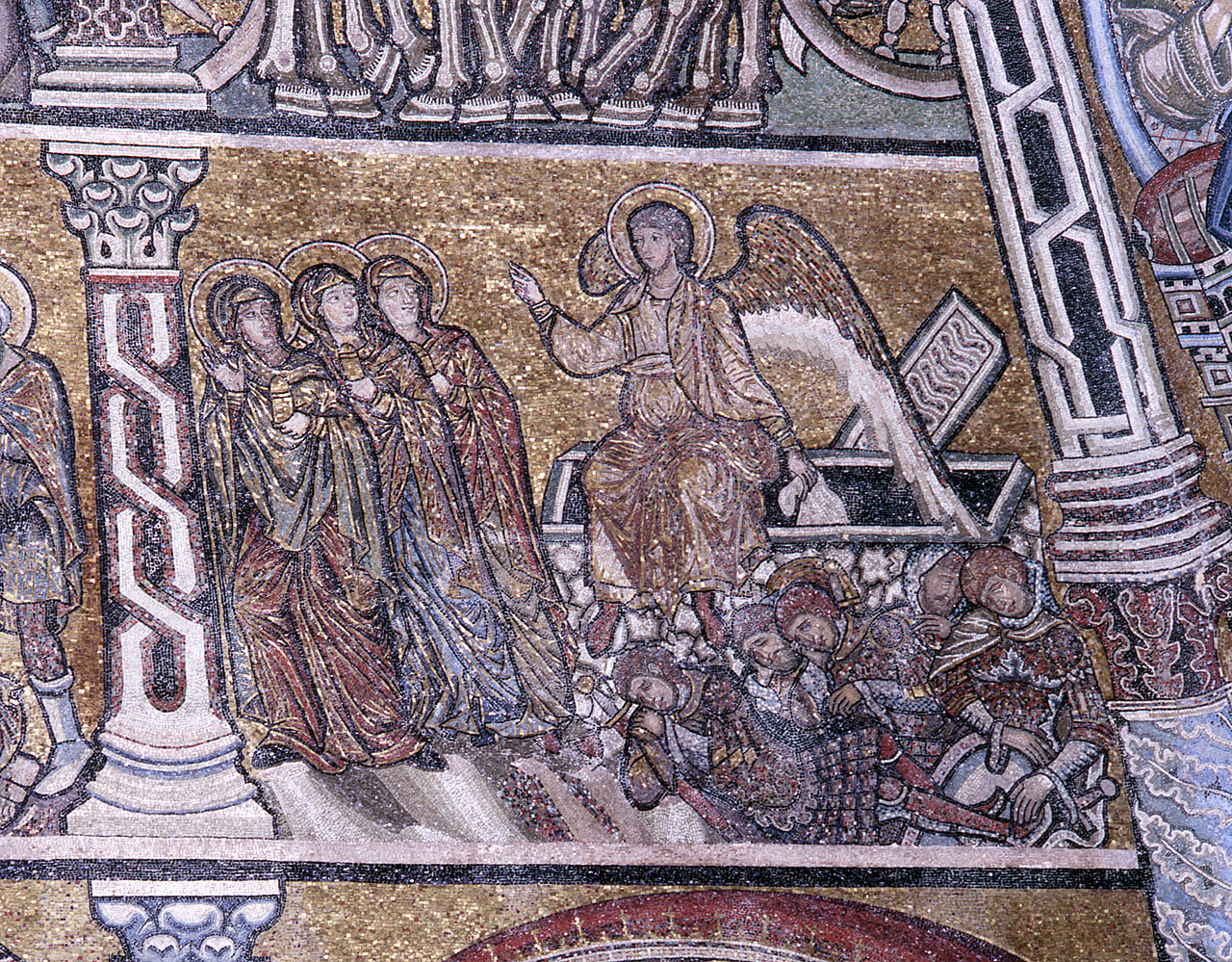 pie donne al sepolcro (decorazione musiva) di Ultimo Maestro del Battistero (attribuito) (sec. XIII)