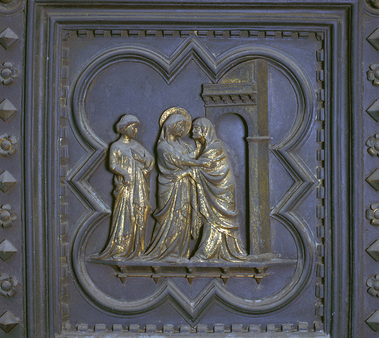 visitazione (formella) di Andrea Pisano, Piero di Donato, Piero di Jacopo, Dini Lippo (sec. XIV)