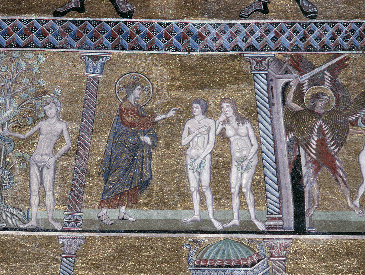 Giuseppe scacciato da Putifarre (decorazione musiva) di Maestro della Maddalena (cerchia) (fine sec. XIII)