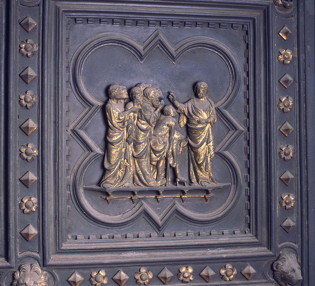 Cristo guarisce gli infermi (formella) di Andrea Pisano, Piero di Donato, Piero di Jacopo, Dini Lippo (sec. XIV)