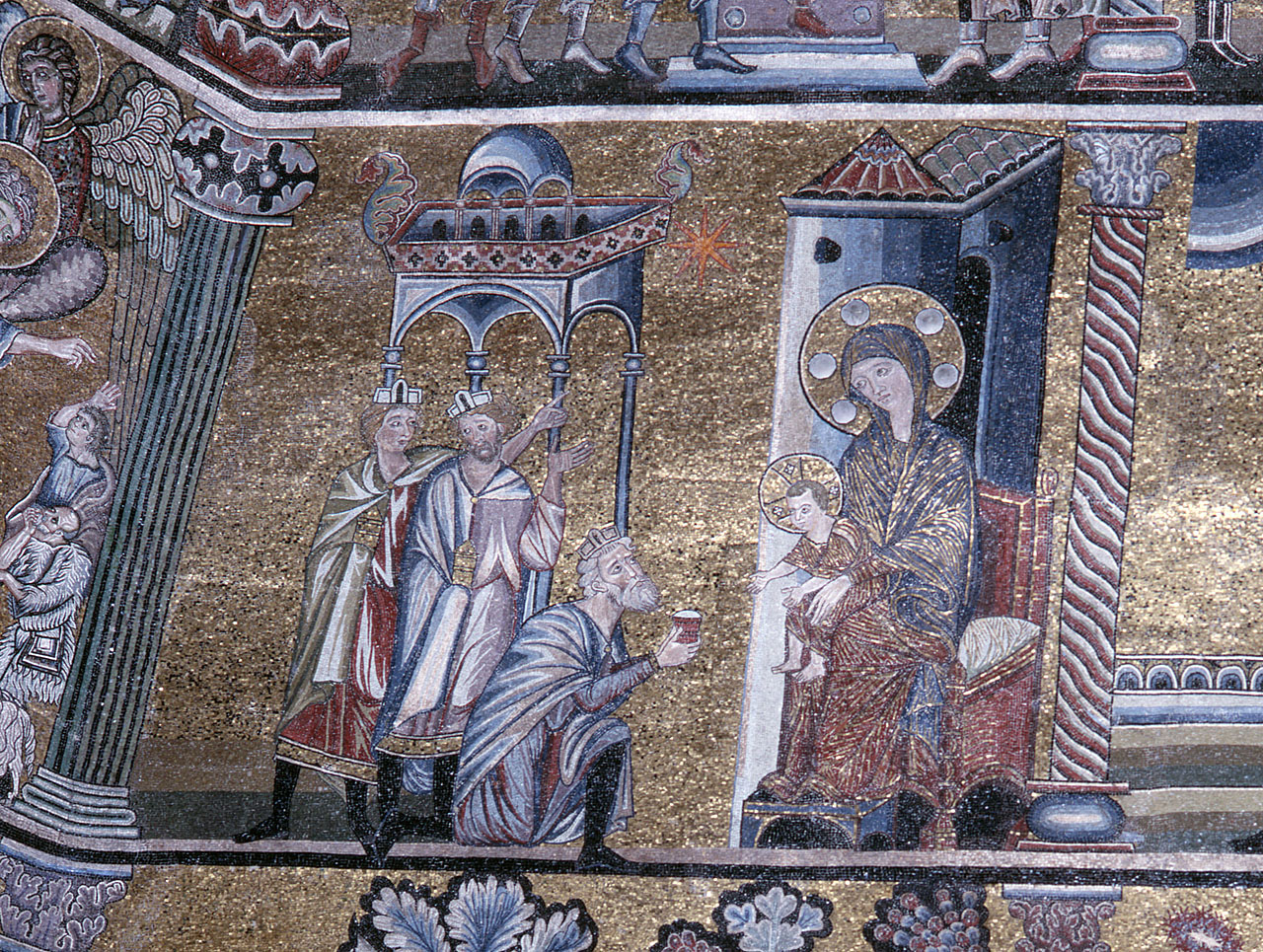 adorazione dei Re Magi (decorazione musiva) - bottega fiorentina (secc. XIII/ XIV)