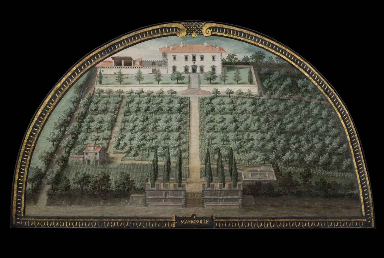 veduta della villa medicea di Marignolle (dipinto) di Utens Giusto (sec. XVI)