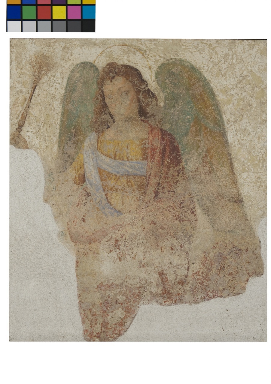angelo (dipinto murale staccato, frammento) - ambito fiorentino (seconda metà sec. XV)