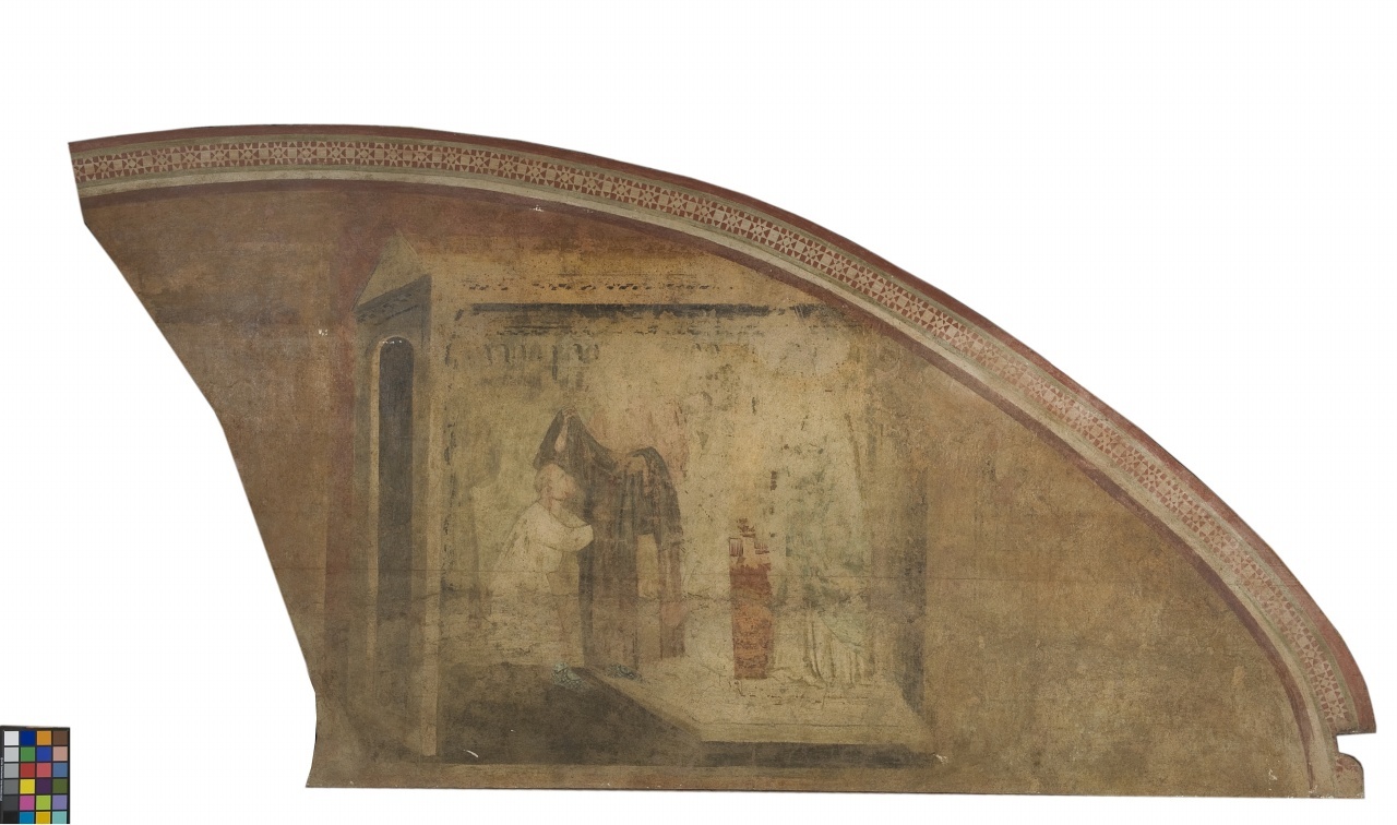 vestizione di frate Pietro Cattani (?) (lunetta, frammento) di Nelli Pietro (attribuito) (sec. XIV)