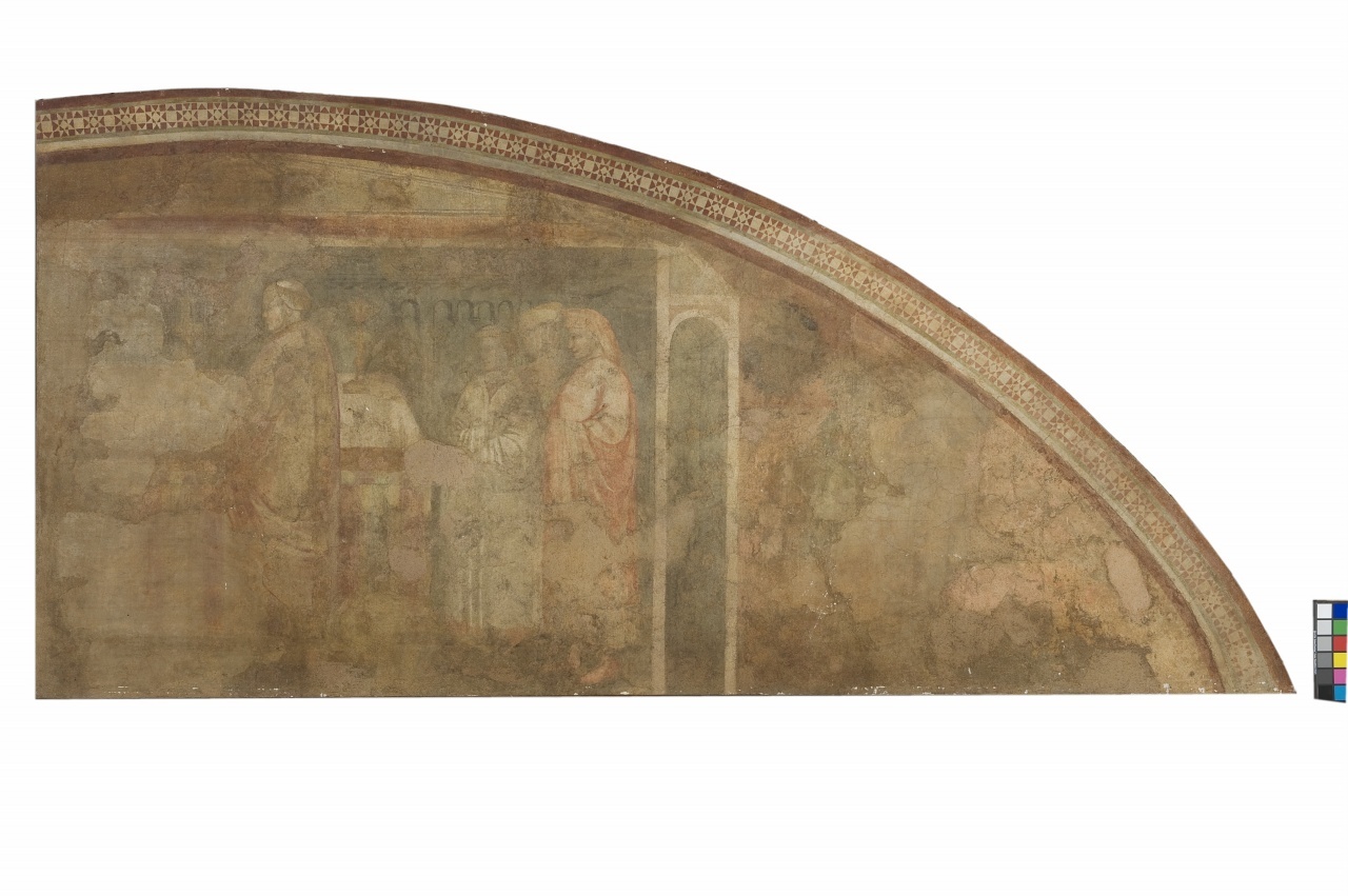 conversione di San Francesco (lunetta, frammento) di Nelli Pietro (attribuito) (sec. XIV)
