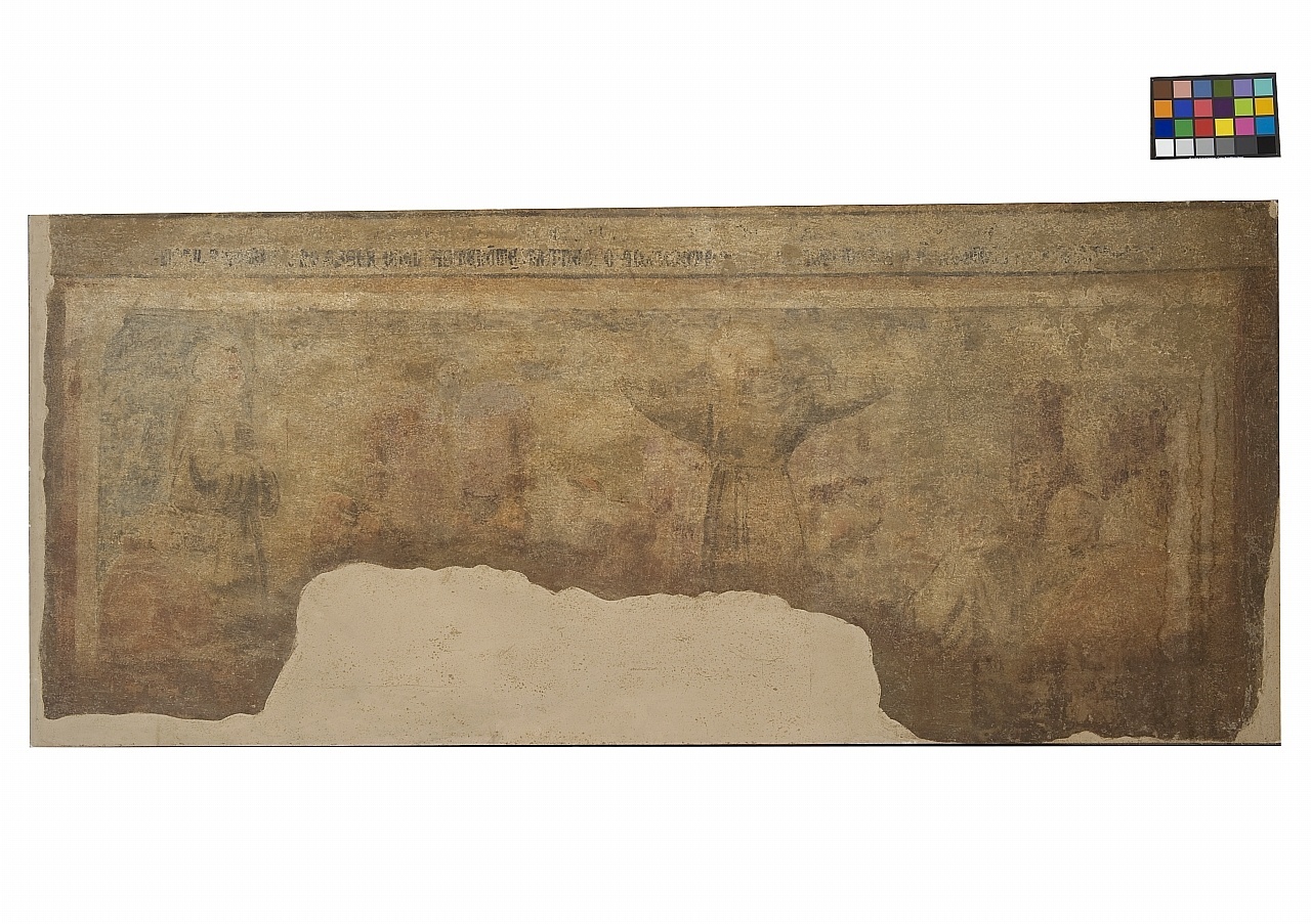 San Francesco d'Assisi appare a Sant'Antonio da Padova durante un sermone (dipinto murale staccato) di Nelli Pietro (attribuito) (sec. XIV)