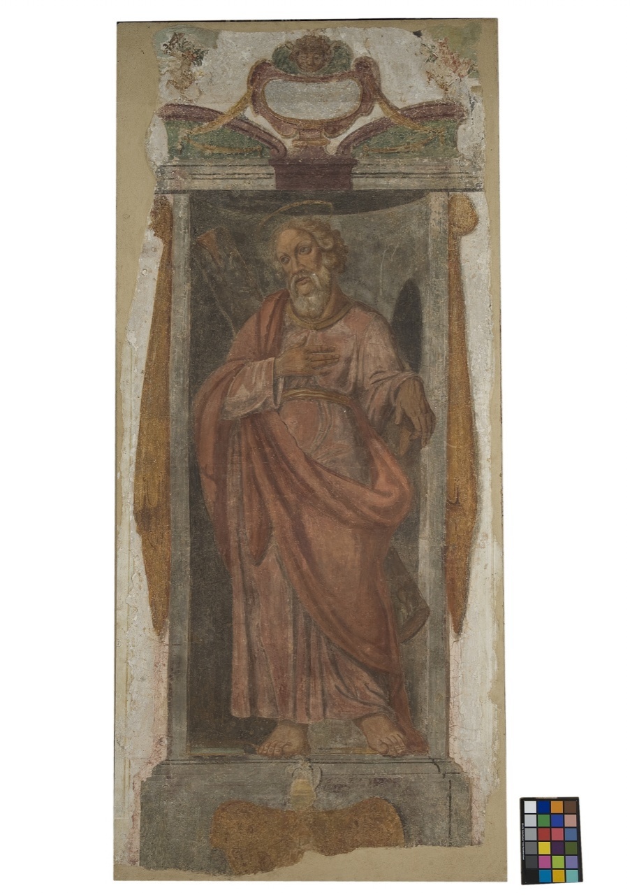 Sant'Andrea (dipinto murale staccato) di Monaldi Bernardino (cerchia) (sec. XVII)