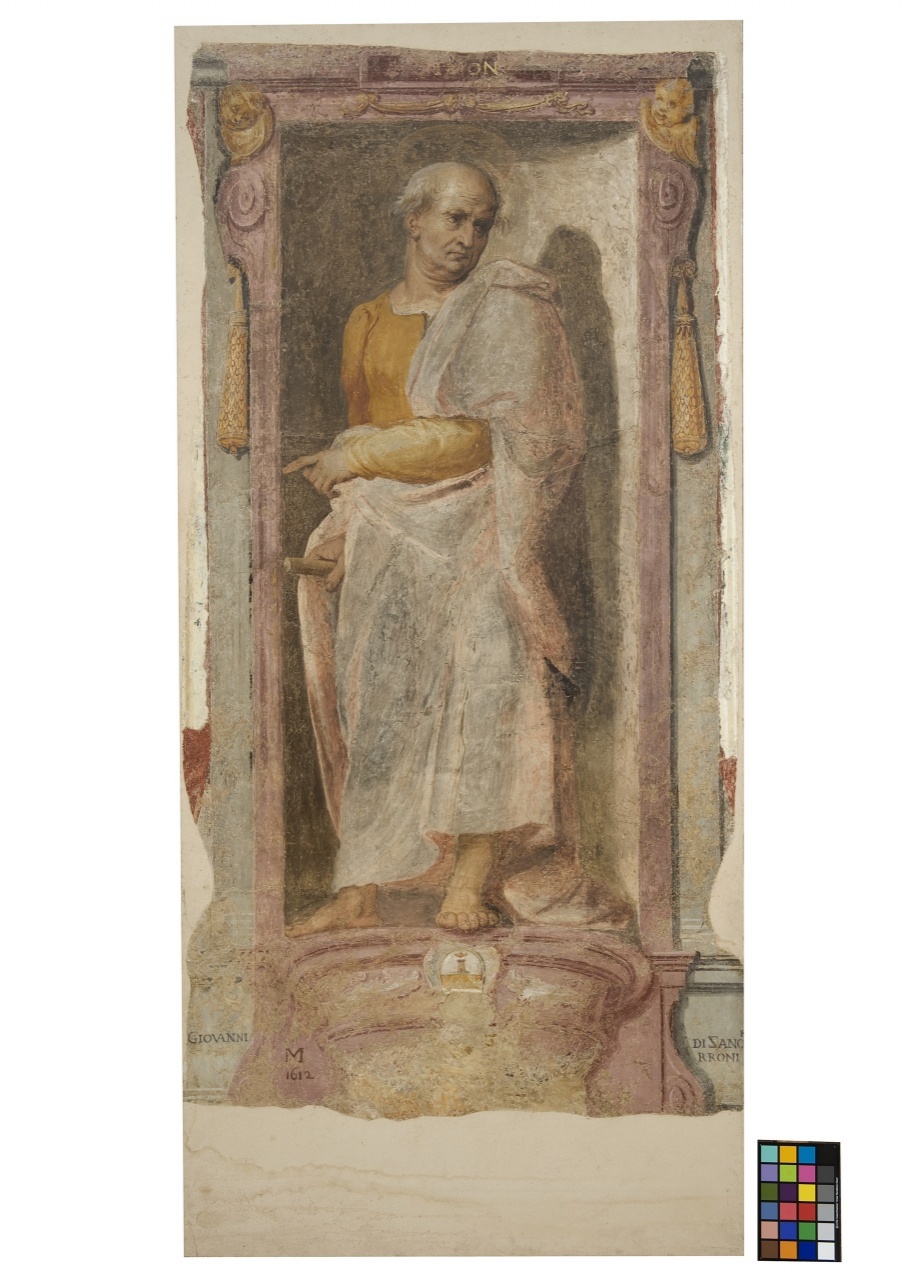 San Simone Zelota (dipinto murale staccato) di Monaldi Bernardino (sec. XVII)