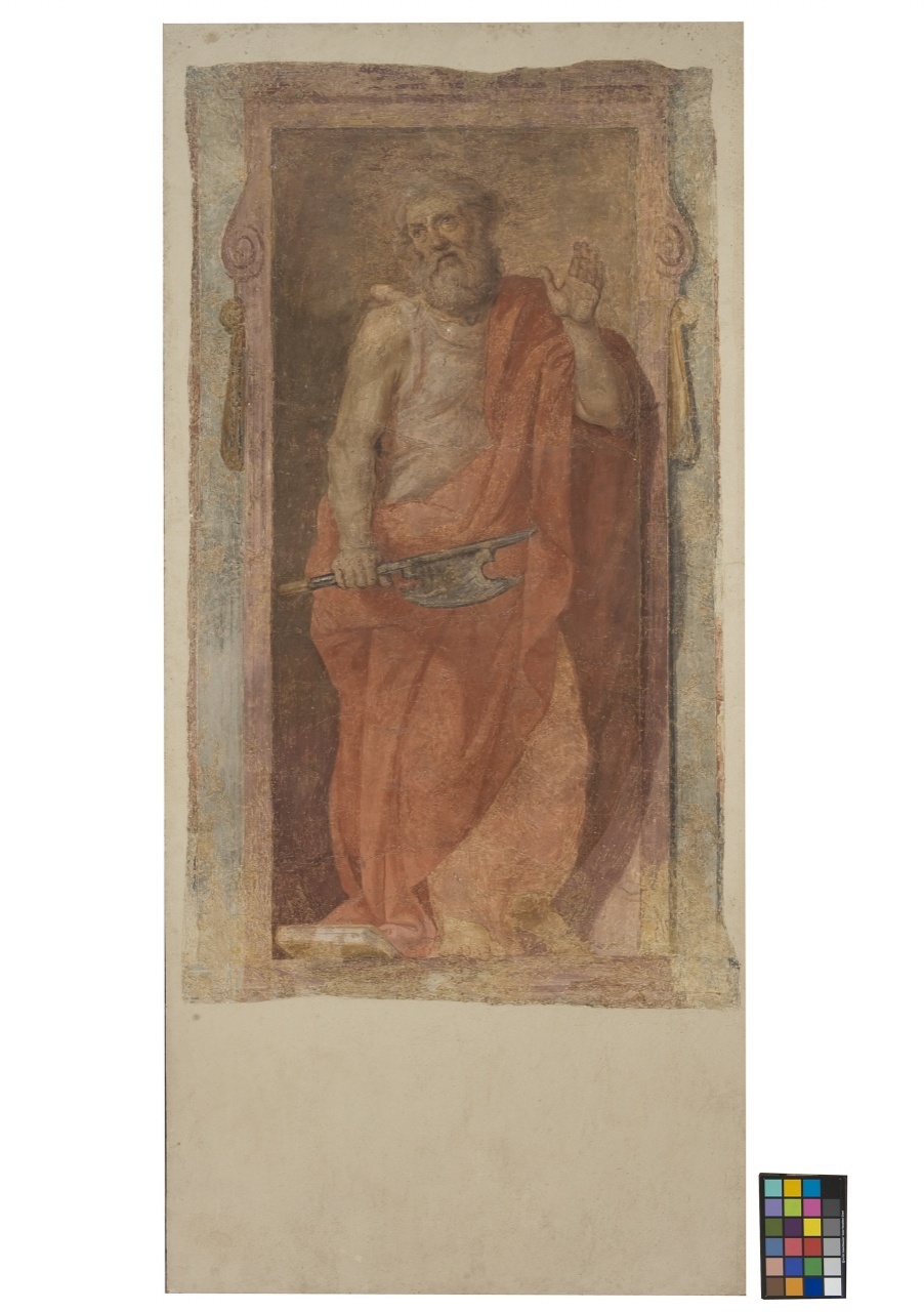 San Mattia (dipinto murale staccato) di Monaldi Bernardino (attribuito) (sec. XVII)