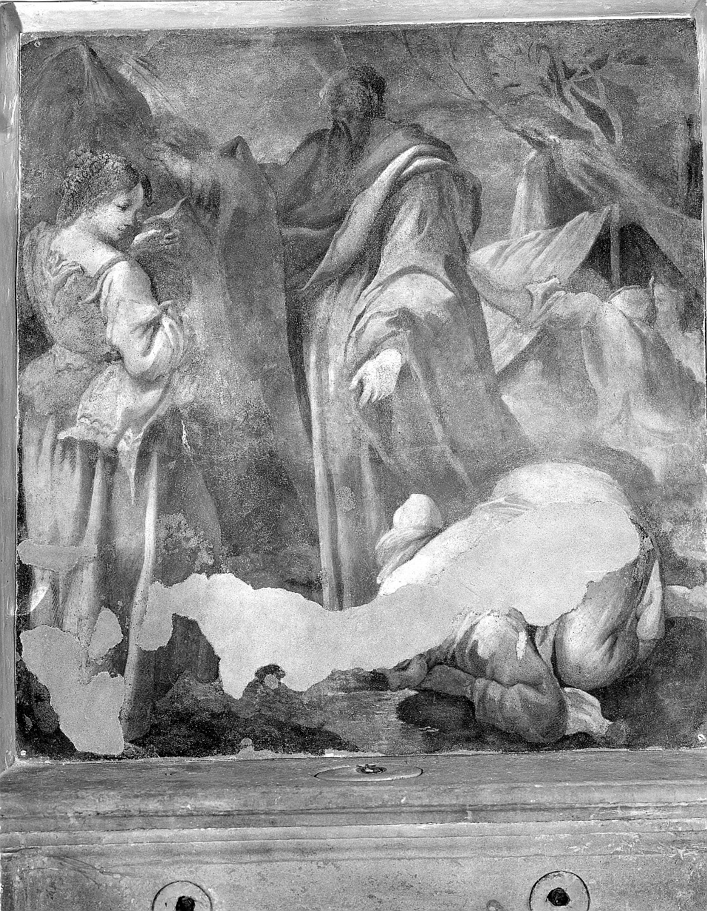 Mosè fa scaturire l'acqua dalla roccia (dipinto murale) - ambito fiorentino (seconda metà sec. XVIII)