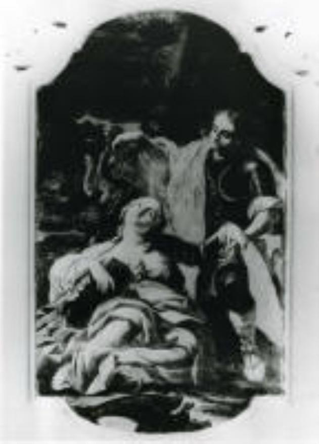 Tancredi battezza Clorinda (dipinto) di Berrettini Pietro detto Pietro da Cortona (scuola) (seconda metà sec. XVII)