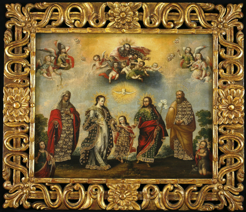 La Sacra famiglia con Dio Padre e i Santi Anna e Gioacchino, Sacra famiglia con Dio Padre e i Santi Anna e Gioacchino (dipinto, opera isolata) - ambito spagnolo (XVIII)