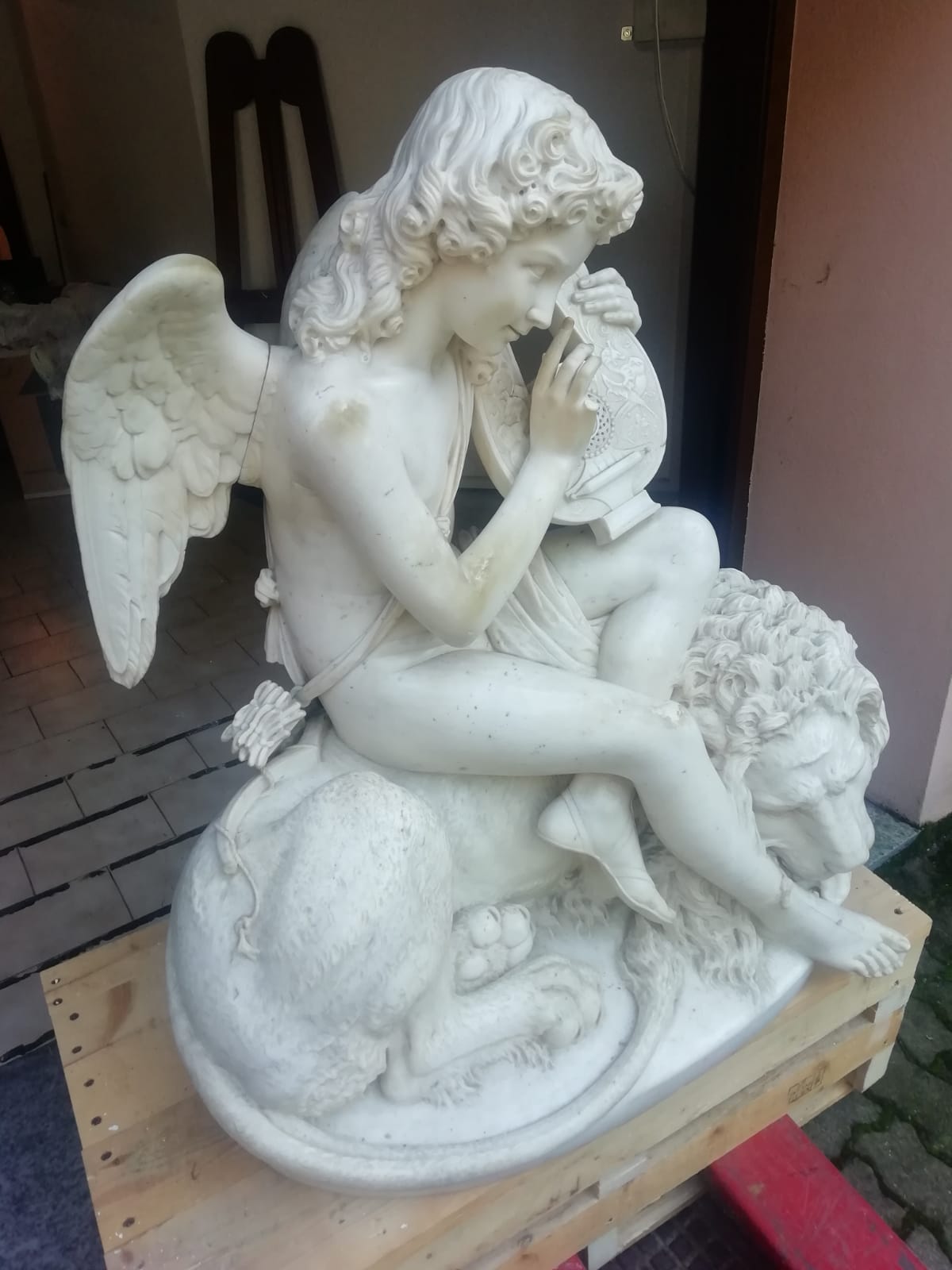 Amore vincitore sulla Forza (già Eros a cavallo del leone) (scultura, opera isolata) di Caroni Emanuele (XIX)