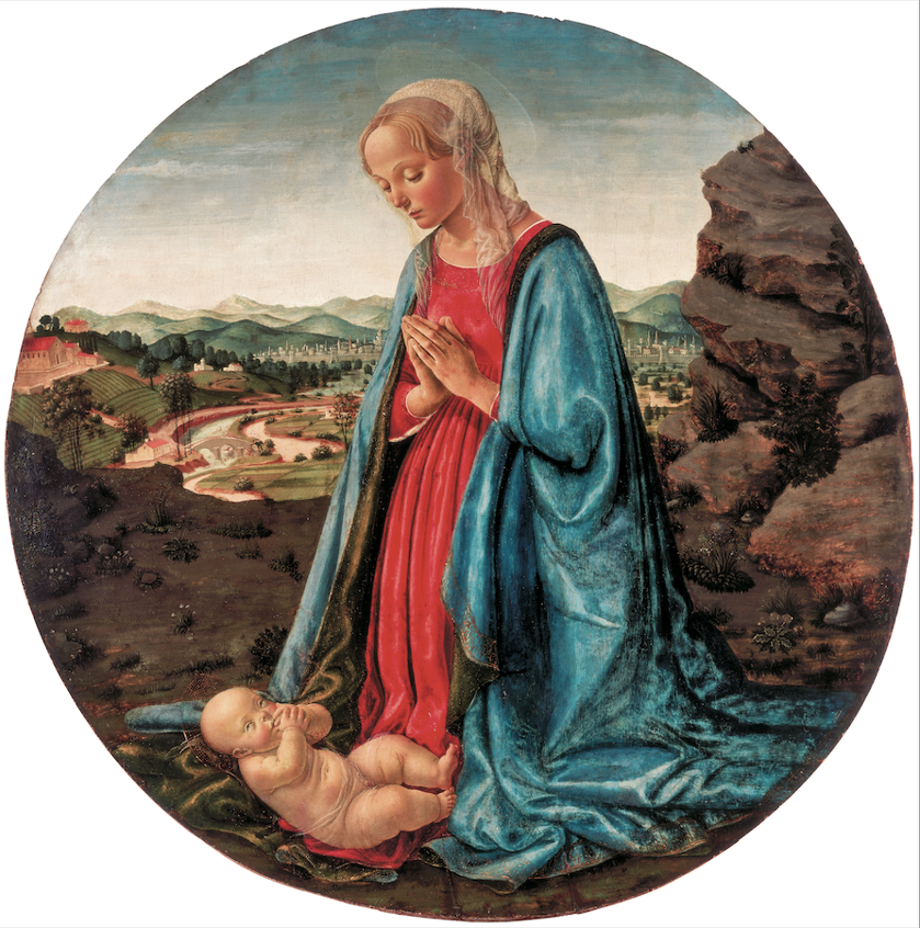 Madonna in adorazione del Bambino (dipinto) di Botticini Francesco (XV)