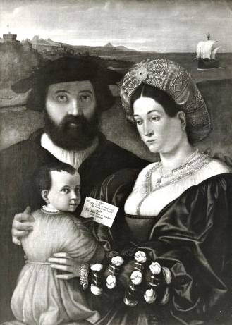 La famiglia di Lutero, Ritratto di famiglia (dipinto, opera isolata) di Previtali, Andrea (detto il Cordeliaghi) (sec. XVI)