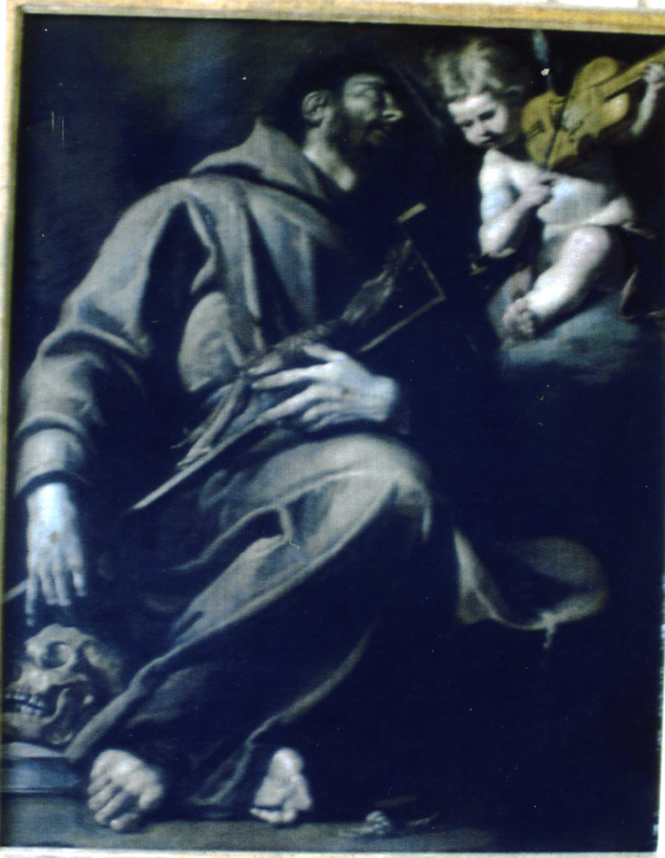 San Francesco d'Assisi e l'angelo (dipinto, opera isolata) di Assereto, Gioacchino - ambito genovese (metà XVII)
