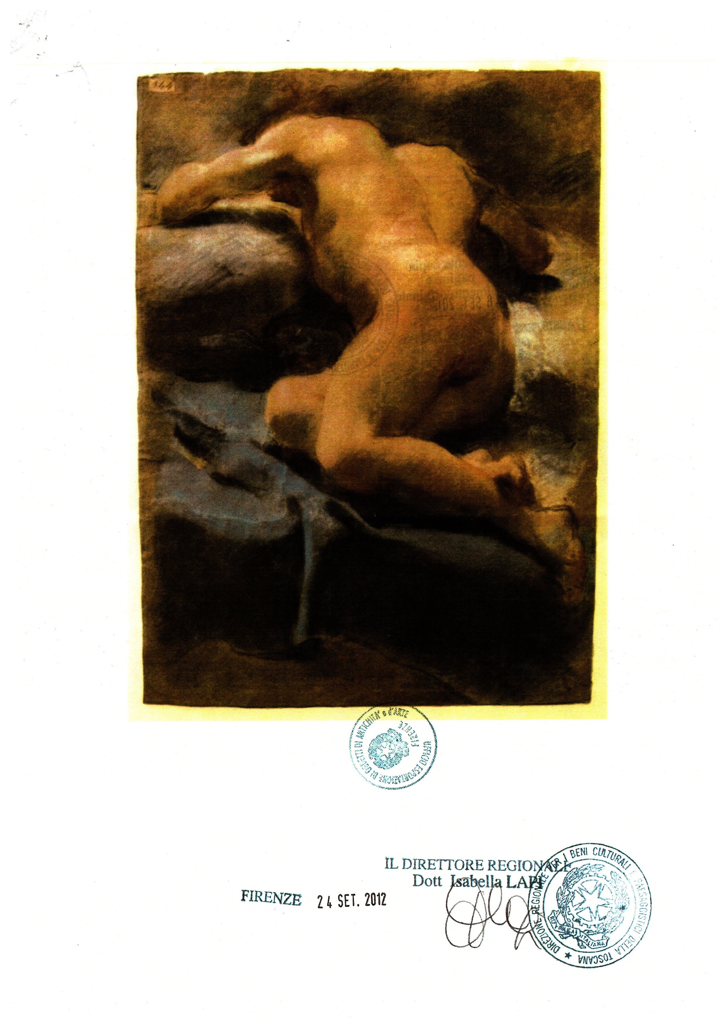 Nudo maschile accademico disteso (disegno) di Gandolfi Gaetano (attribuito) (seconda metà XVIII)