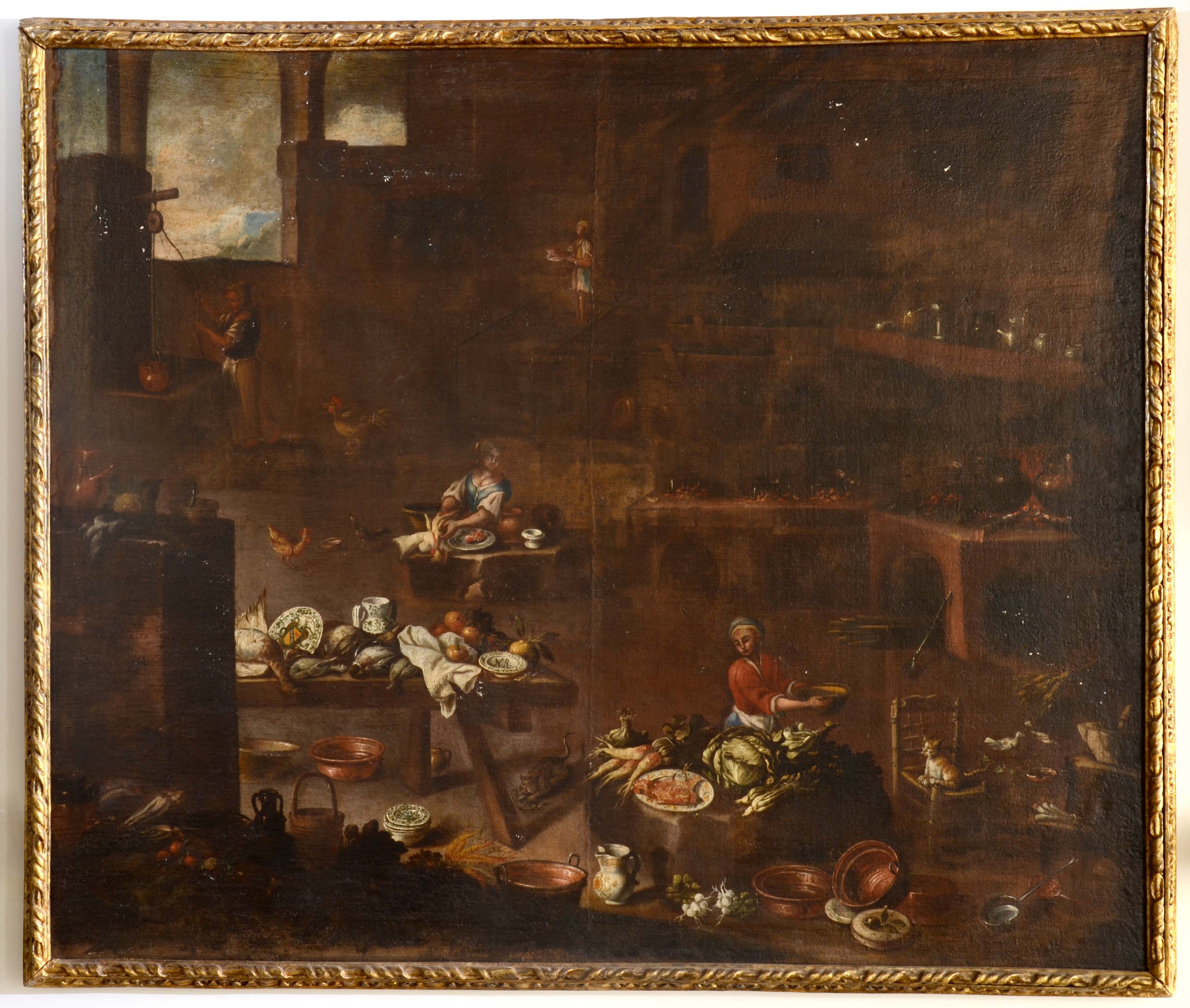 natura morta con interno di cucina, natura morta con interno di cucina (dipinto) di Nicola Maria Recco (attribuito) - ambito napoletano (prima metà XVIII)