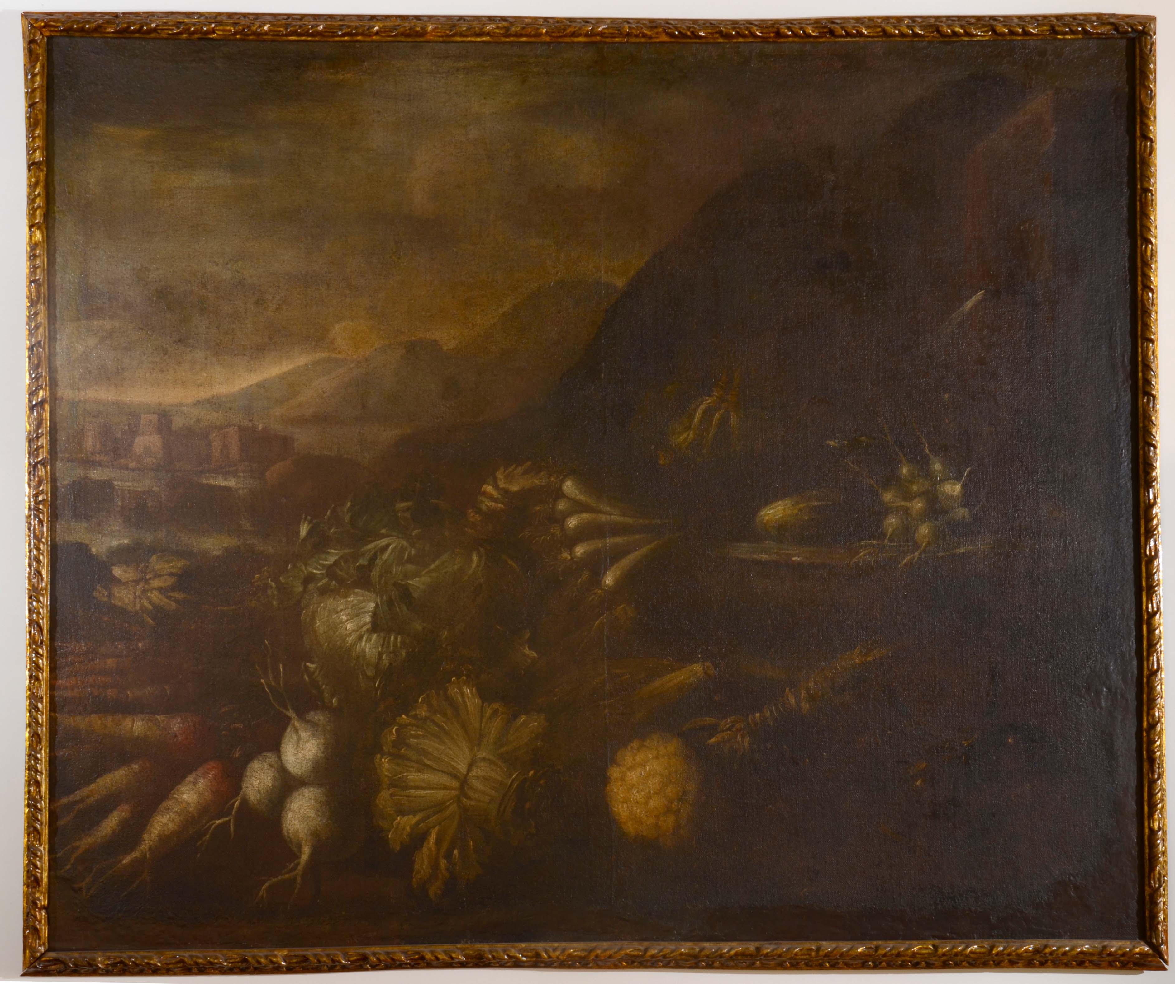 natura morta su sfondo paesaggistico (dipinto) di Francesco Della Questa (attribuito) - ambito napoletano (prima metà XVIII)