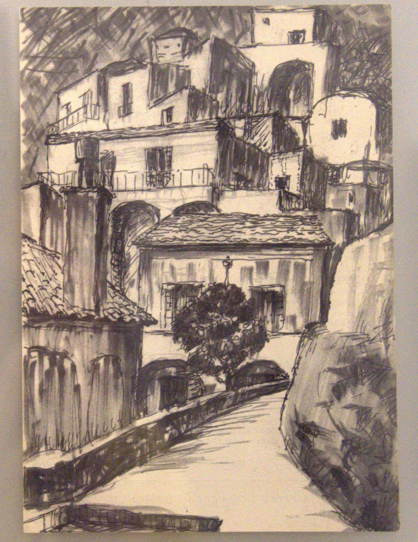 Via Santa Croce a Liparlati di Positano, Via Santa Croce a Liparlati di Positano (dipinto) di Stefan Andres - ambito amalfitano (seconda metà XX)