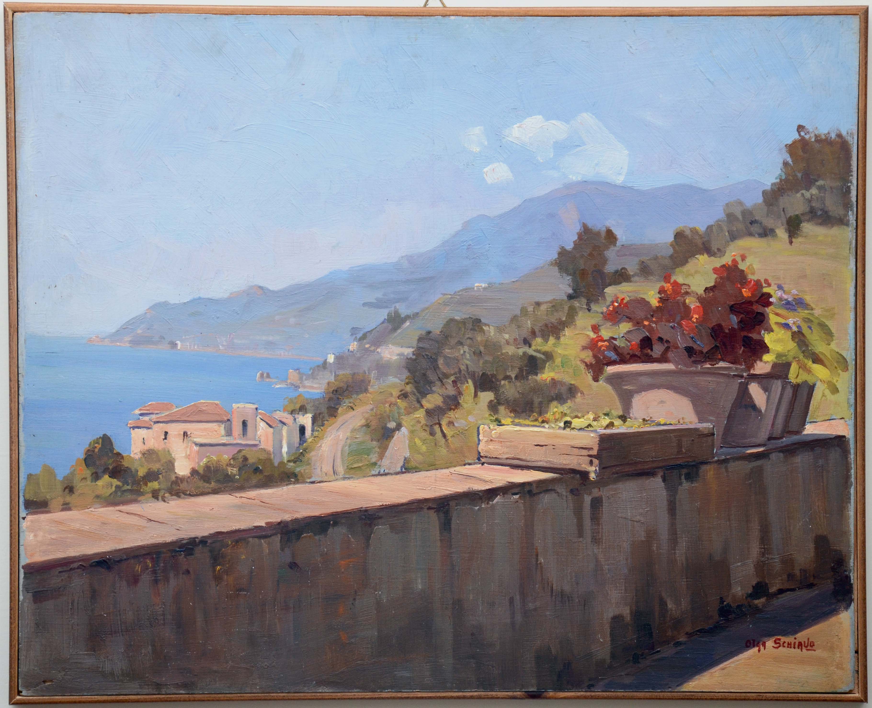 Mezzogiorno a Villa Manzo, Mezzogiorno a Villa Manzo (dipinto) di Olga Schiavo - ambito salernitano (prima metà XX)