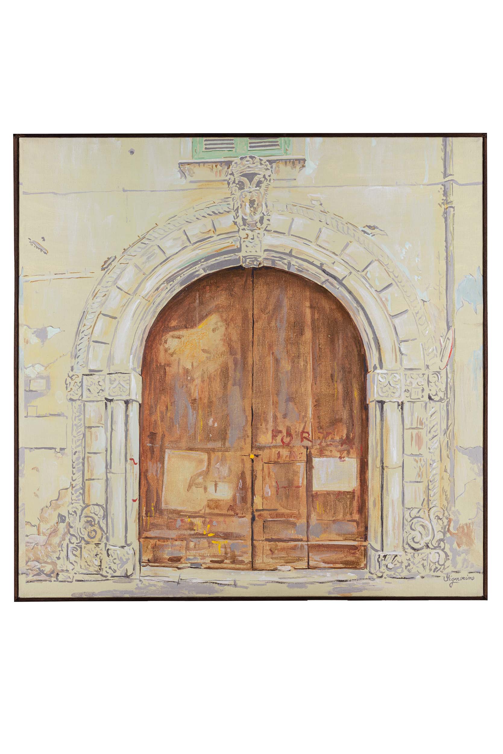 Portale di Palazzo D'avalos, Portale di Palazzo D'avalos (dipinto) di Paolo Signorino - ambito salernitano (seconda metà XX)