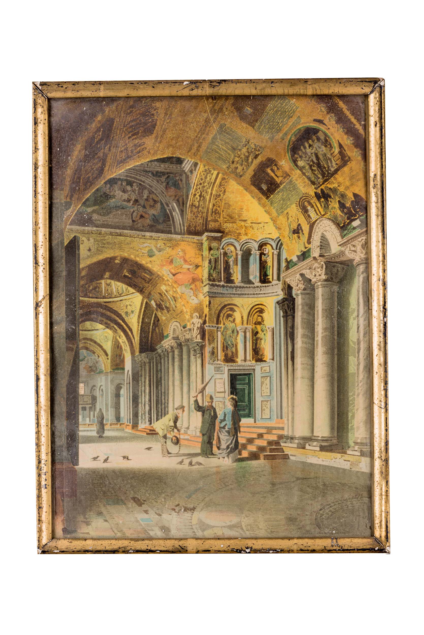 interno di una chiesa, interno di una chiesa (dipinto) di ignoto di ambito campano (attribuito) - ambito campano (prima metà XX)