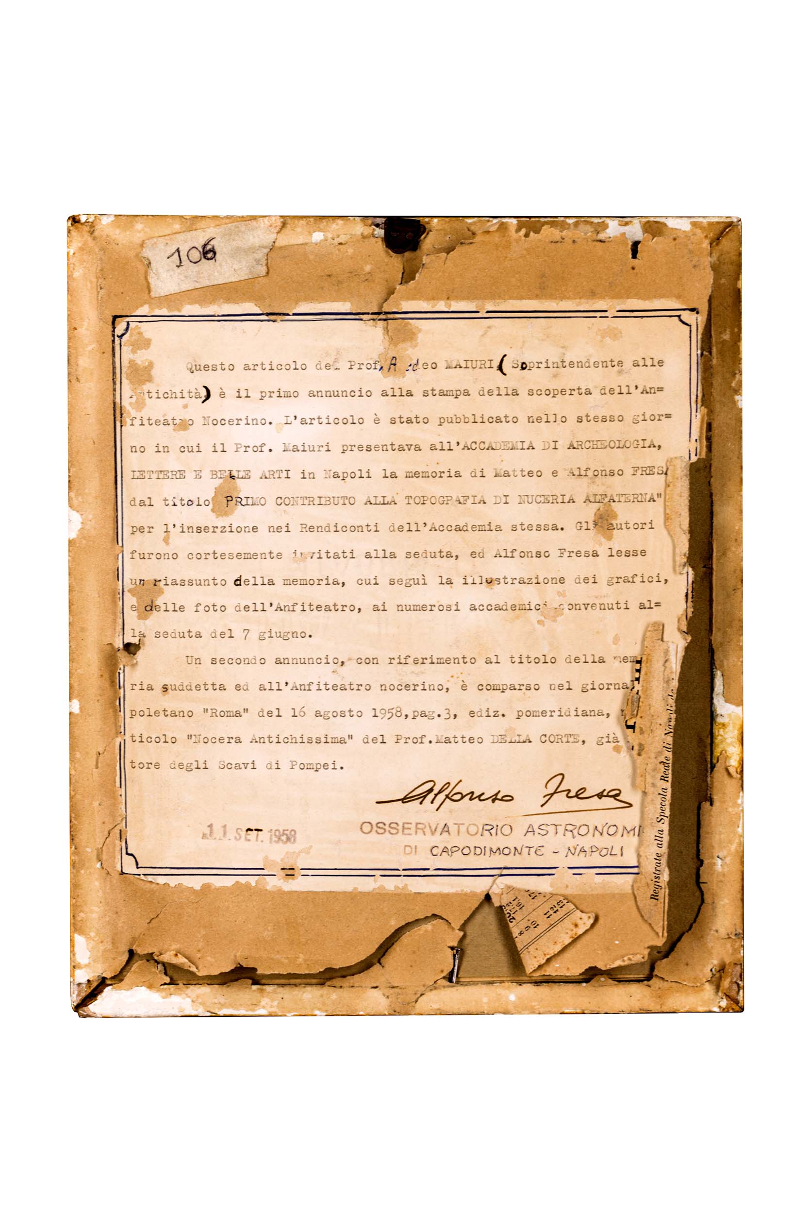 Lettera di accompagnamento, Lettera di accompagnamento (lettera di accompagnamento) di Fresa (attribuito) - ambito italiano (metà XX)