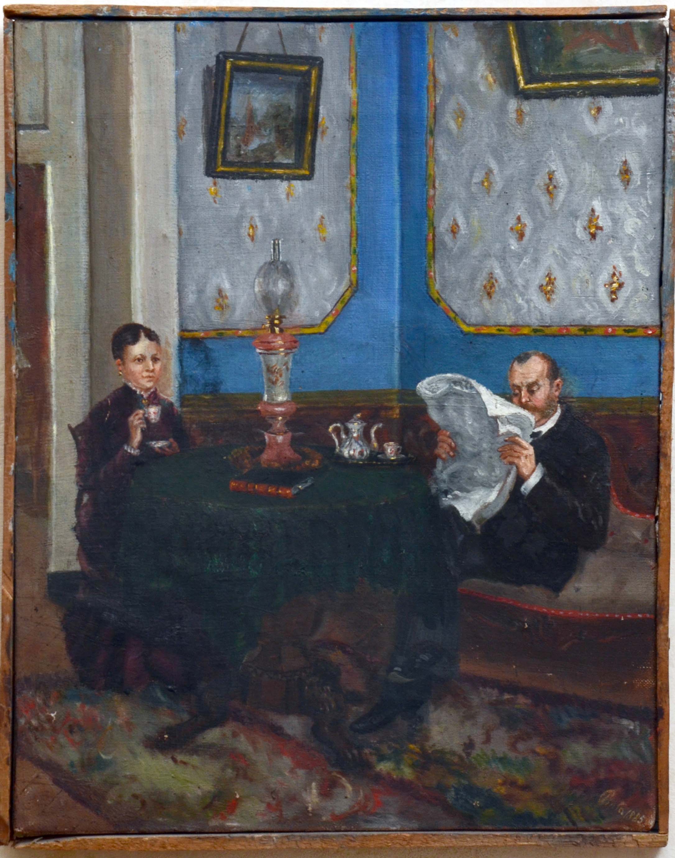 interno di Palazzo Pinto: angolo di salotto, interno di Palazzo Pinto: angolo di salotto (dipinto) di Tafuri Raffaele - ambito salernitano (seconda metà XIX secolo)