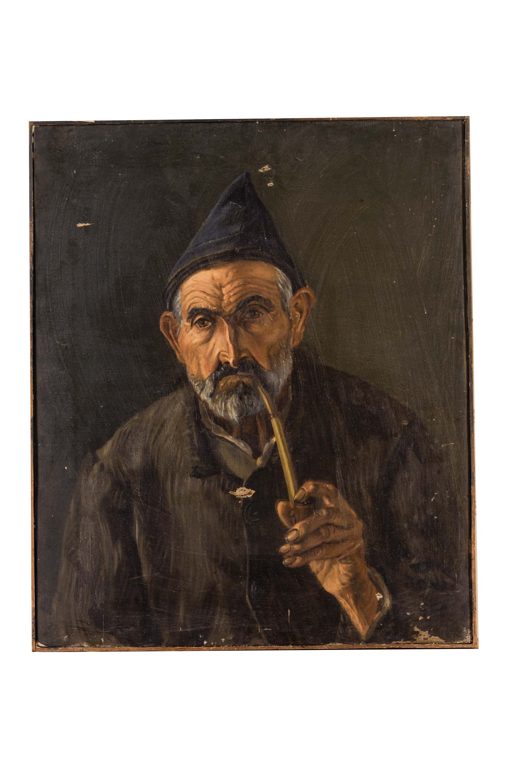 Ritratto di uomo con pipa, Ritratto di uomo con pipa (dipinto) di Gennaro Pinto - ambito Italia meridionale (seconda metà XIX)