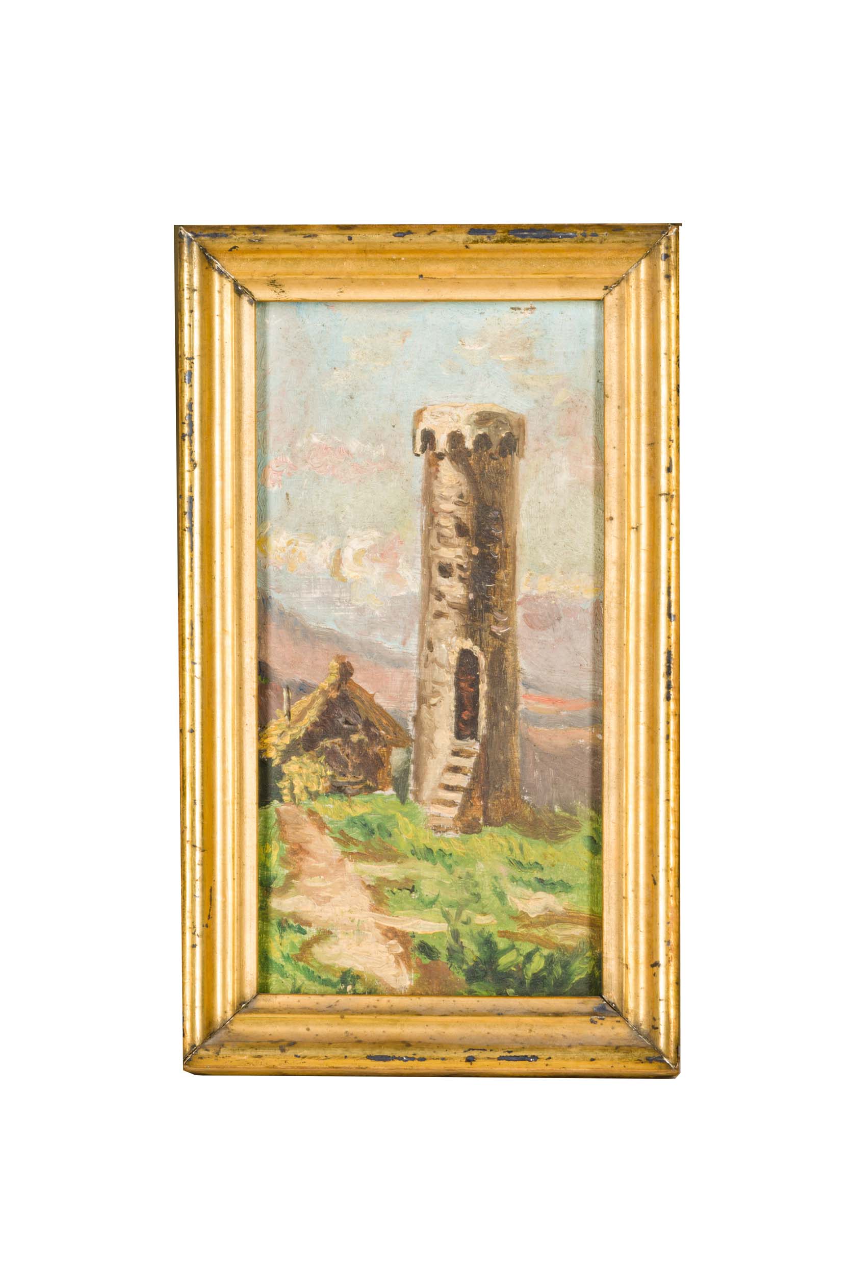 Paesaggio con torre, Paesaggio con torre (dipinto) di Francesco Fresa da Pucciano - ambito Italia meridionale (prima metà XX)