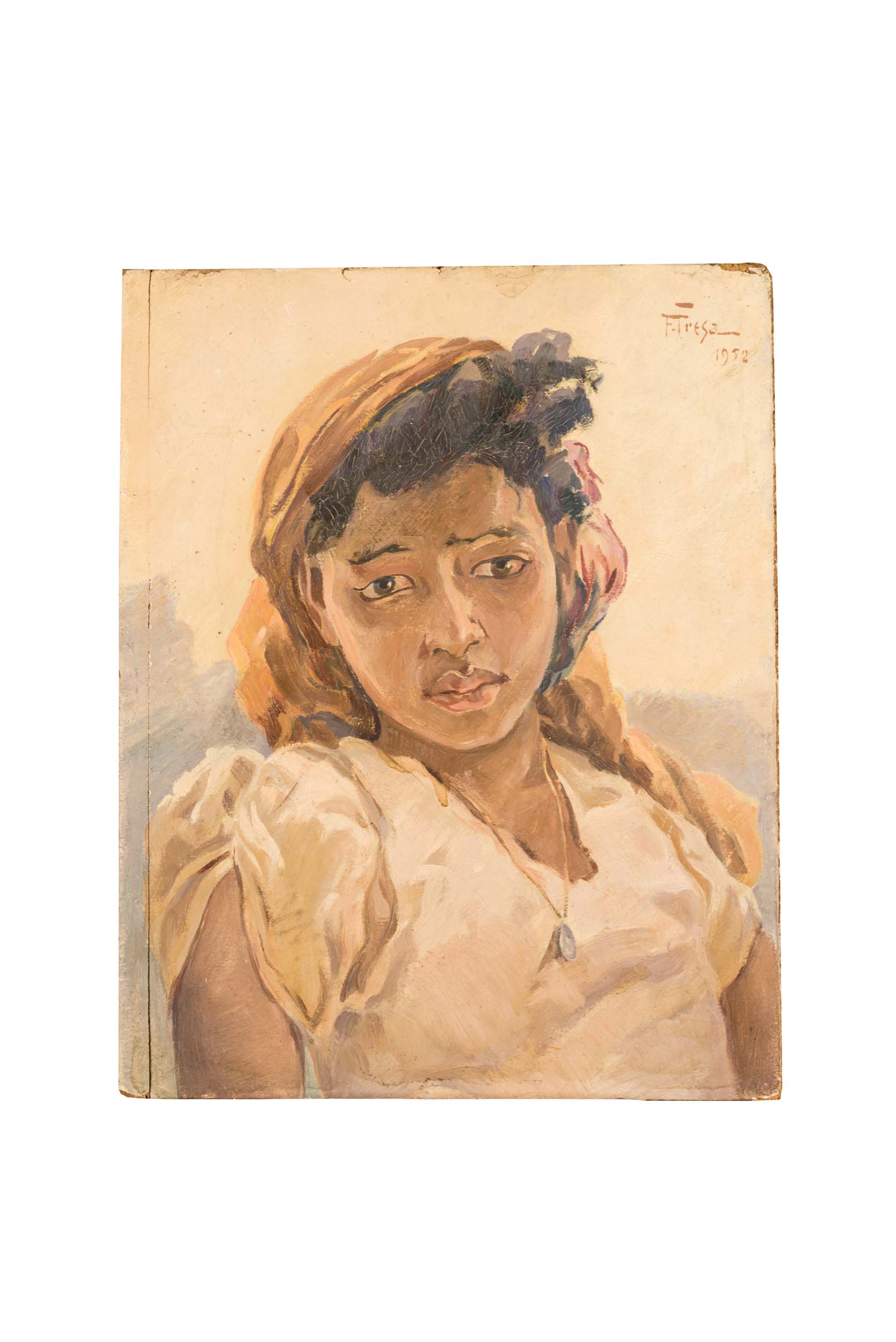 Ritratto di giovane eritrea, Ritratto di giovane eritrea (dipinto) di Francesco Fresa da Pucciano - ambito Italia meridionale (seconda metà XX)