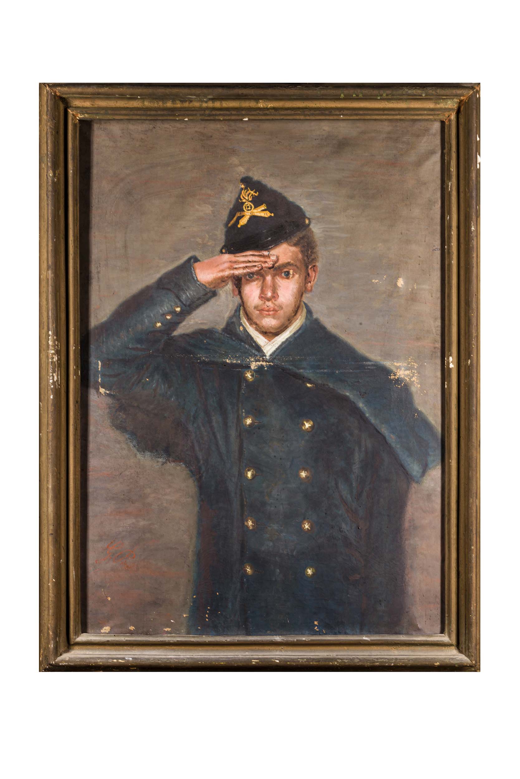 ritratto di un artigliere, ritratto di un artigliere (dipinto) di G. Pinto (attribuito) - ambito campano (prima metà XX)