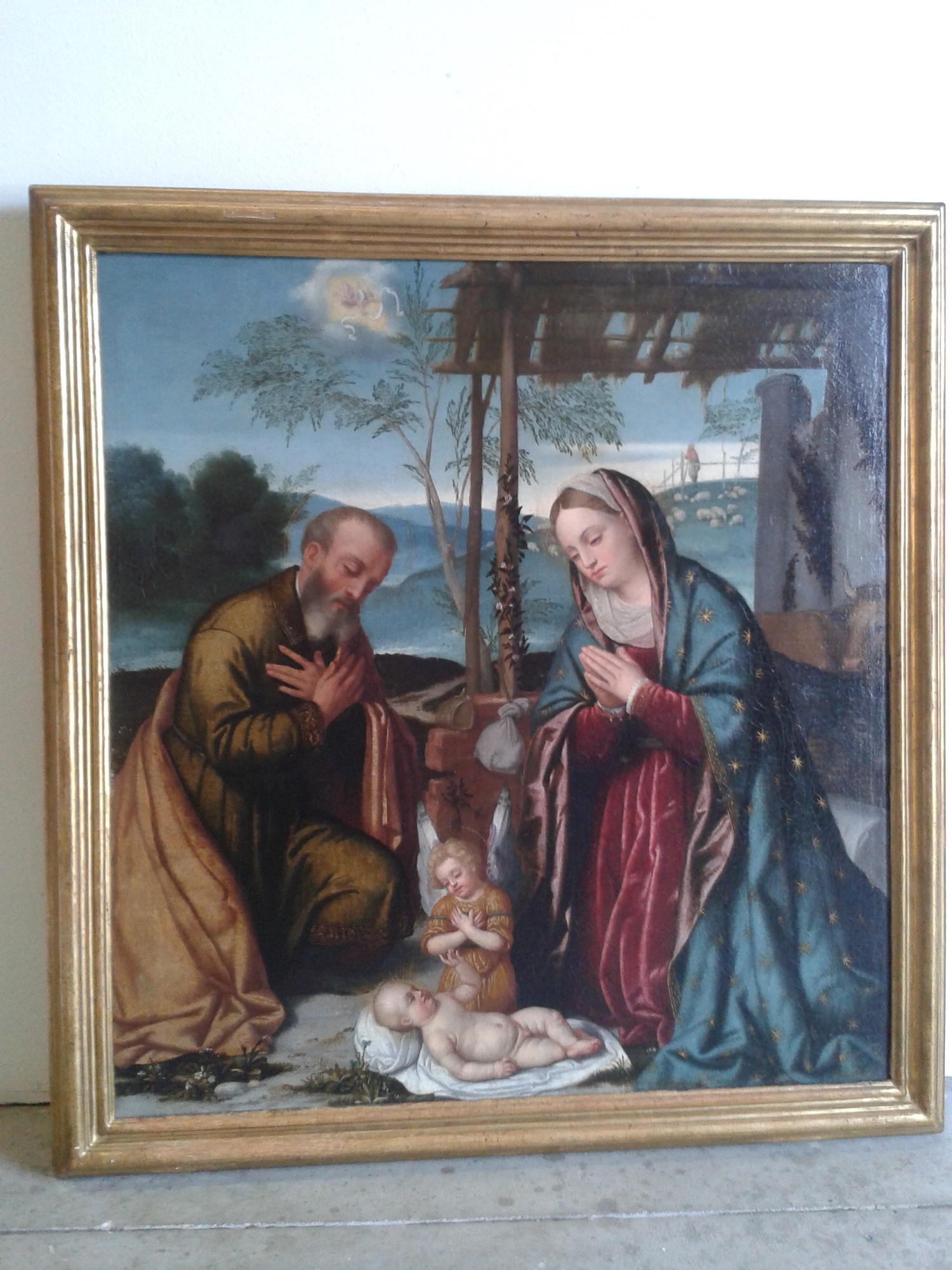Natività (dipinto, opera isolata) di Moroni Giovan Battista (sec. XVI)