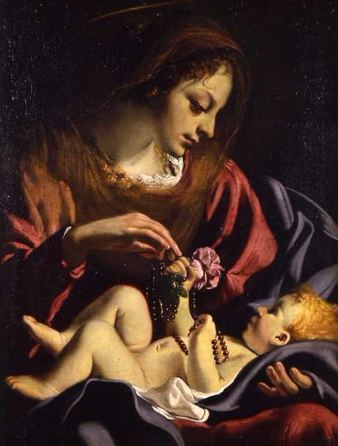 Madonna con Bambino (dipinto, opera isolata) di Cagnacci Guido (attribuito) (sec. XVII)